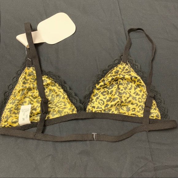 Vintage Yellow Leopard Print Lace Bralette - Picture 2 of 3